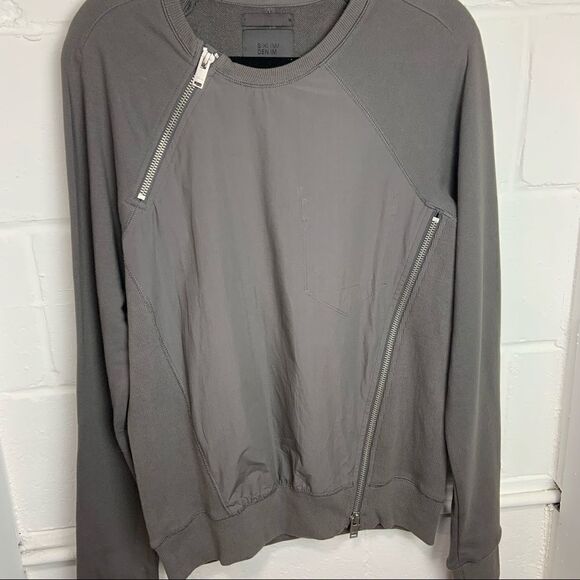 SIKI IM Grey Crew Neck Multi Zipper Pullover Cotton Sweater - Picture 4 of 6